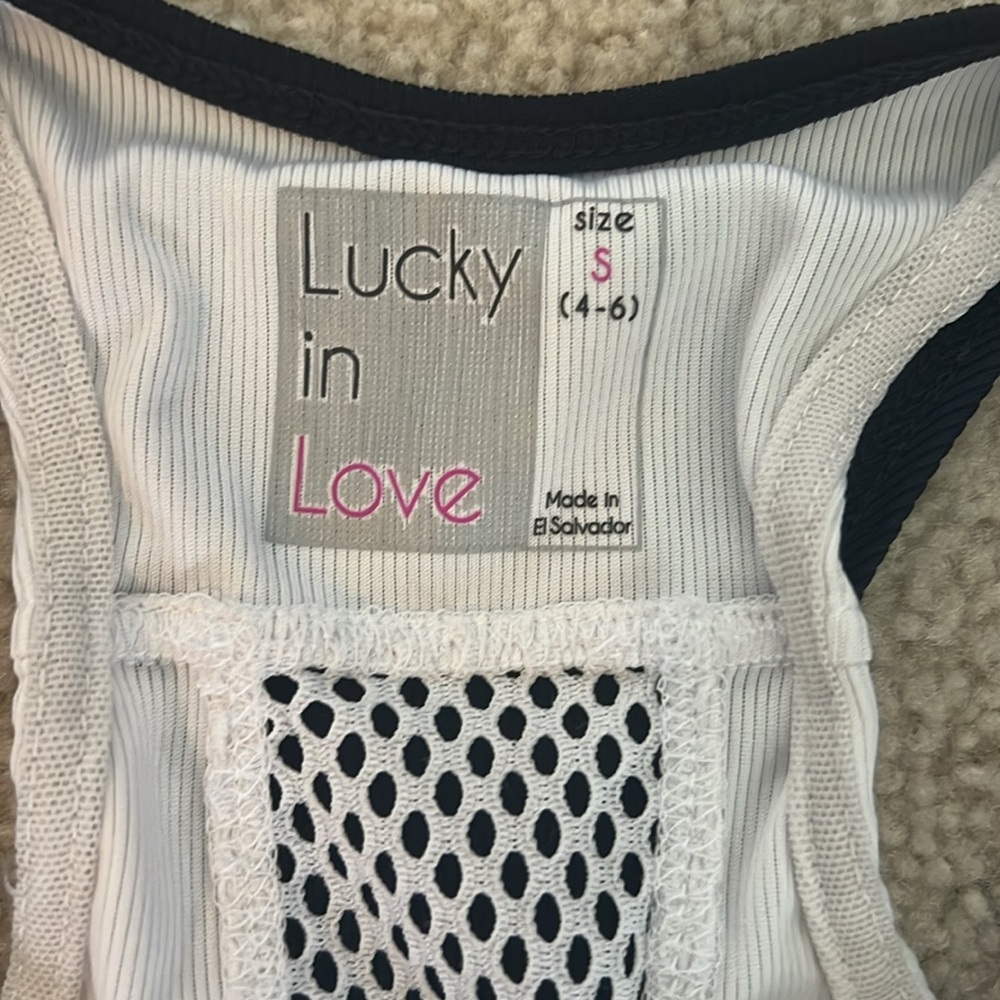 Lucky in Love athletic Women's Navy and White Tank Top size small - Picture 2 of 3